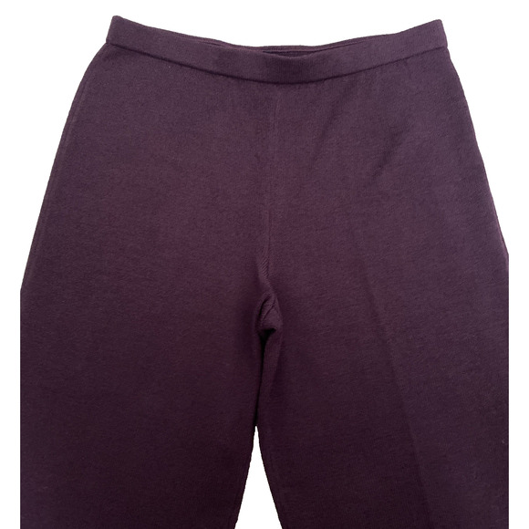 St John Santana Knit Pant Straight Purple Wool Blend Eggplant Elastic 16 XL - Picture 4 of 7